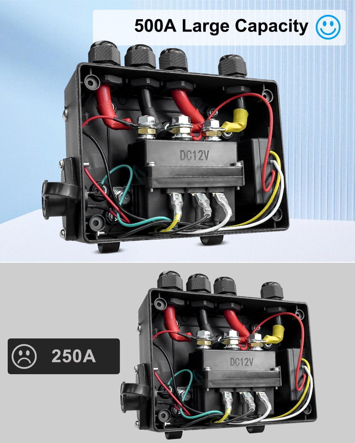 GMURA Pre-Wired Winch Control Box Kit, 12V 500A Winch Solenoid Contactor Relay & Wireless Winch Receiver & Remote Control & Hand Control & Jumper Cables, for 8000lbs-17000lbs ATV UTV Trailer Winches