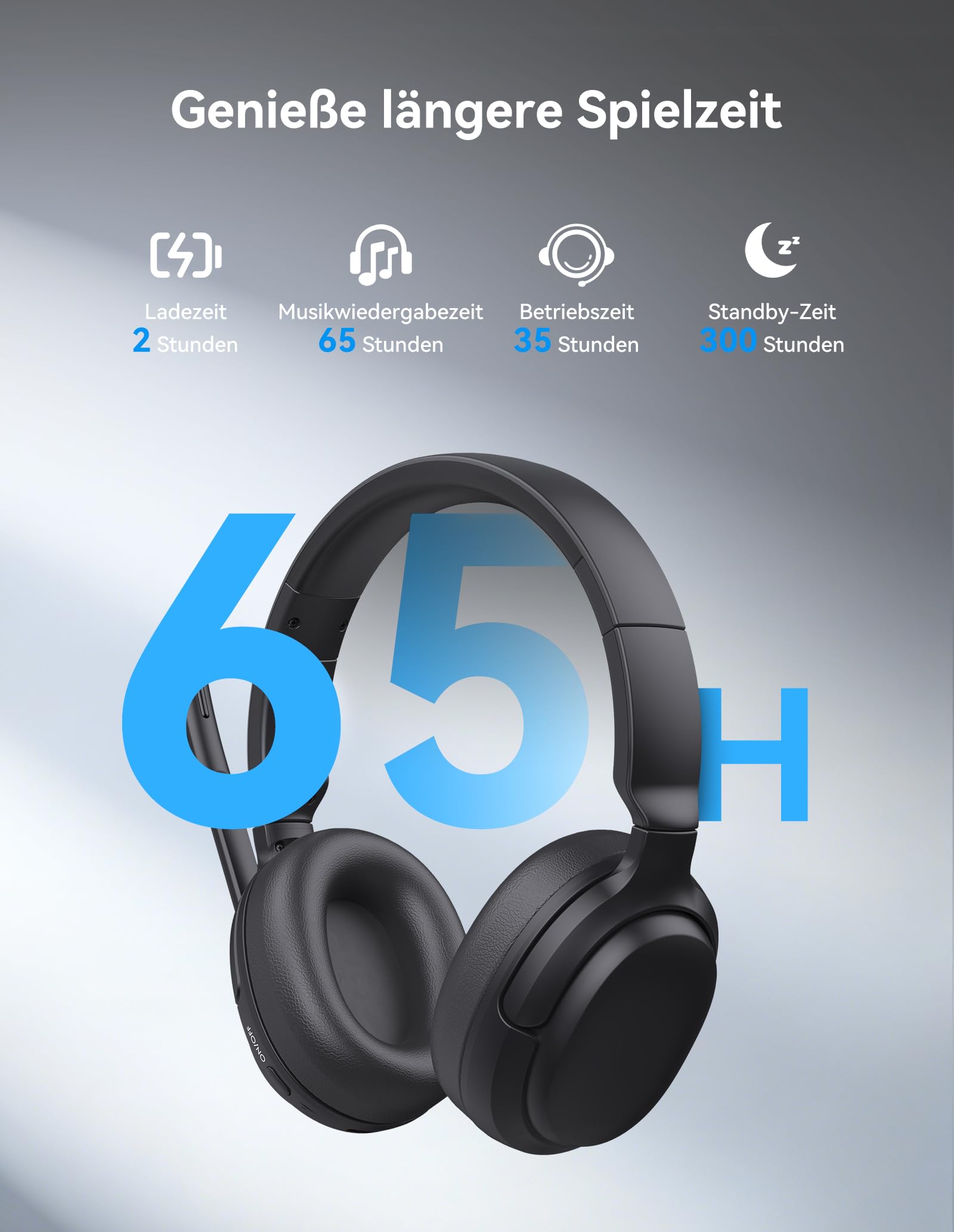 TECKNET Wireless Headset, V5.4 Bluetooth Headset mit Mikrofon, Mono/Stereo 2-in-1, 65+ Std. Akku, Over-Ear Headset mit USB-A Empfänger, Kabellos Kopfhörer Für Büro/Trucker/Fernarbeit/Callcenter