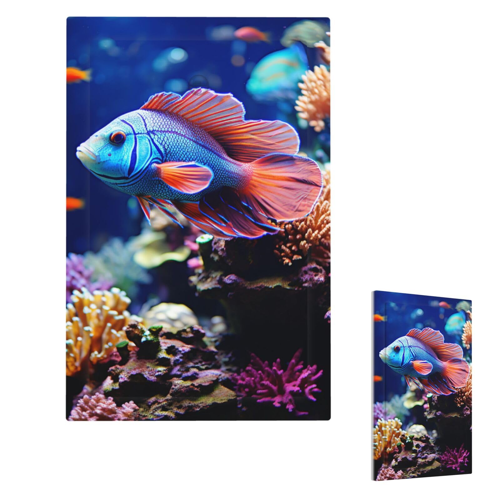 Fekiloot Single Blank Coral Reef Fish Aquarium Wall Plate Cover Modern Decorative 1 Gang Light Switch Cover Unbreakable Receptacle Outlet Covers For Living Room Bedroom Home Decor