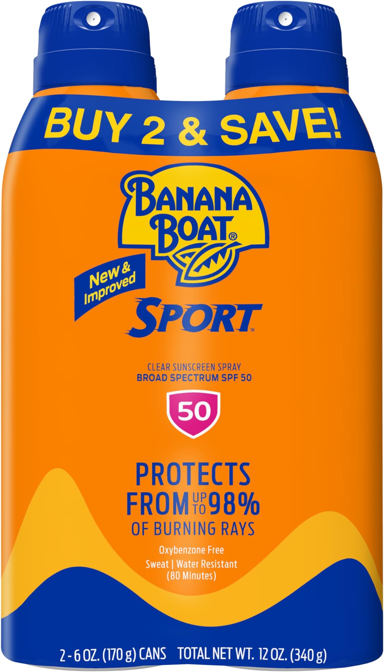 Sport Performance Ultramist Broad Spectrum Sunscreen Spray, SPF 50-6 Ounce Twin Pack