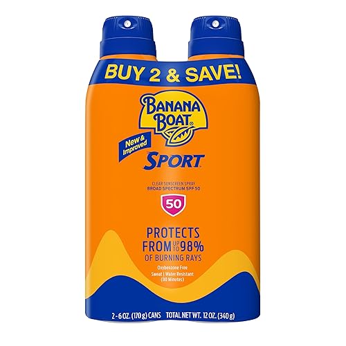 Banana Boat Sport Ultra SPF 50 Sunscreen Spray | Banana Boat Sunscreen Spray SPF 50, Water Resistant, Oxybenzone-Free, Sunblock, 6oz each Twin Pack - 6 Ounce (Pack of 2)