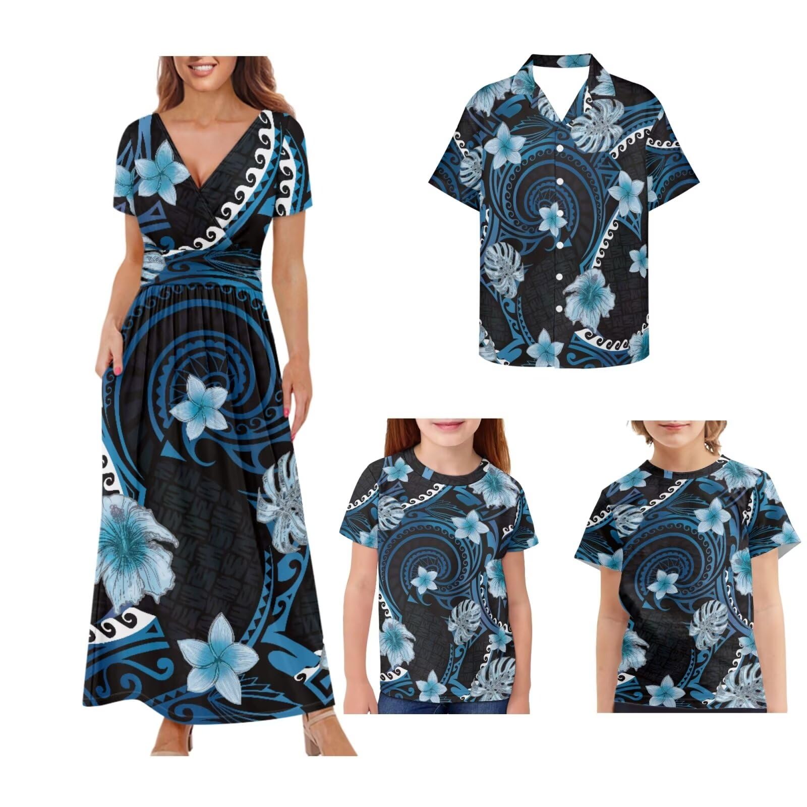 Abiti hawaiani abbinati per coppie, abito polinesiano e camicia da uomo abbinabili abiti per coppie abiti per la famiglia