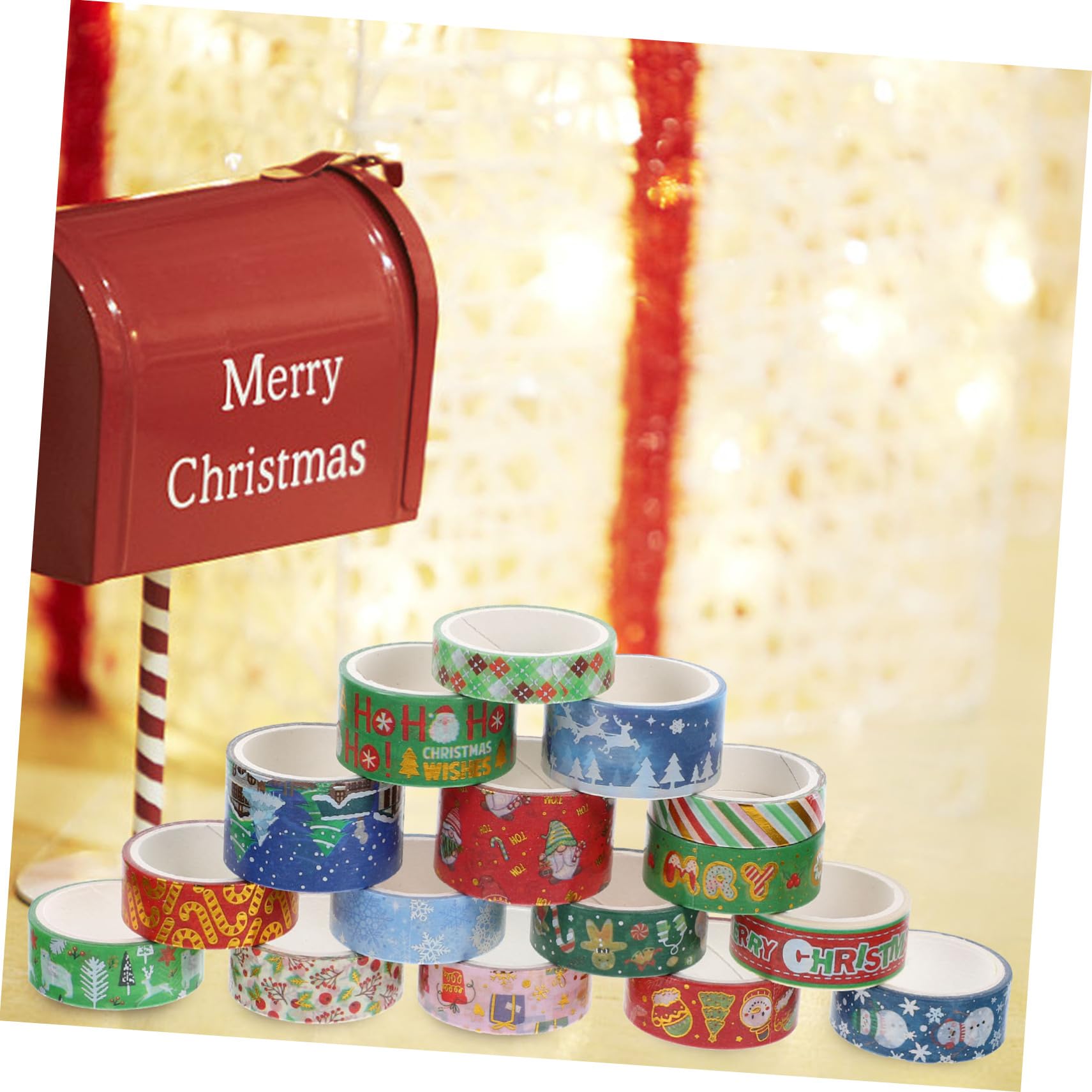 VILLCASE 4sets Pegatinas Decorativas Diy De Cinta Washi Navideña Con Estampado En Caliente (16 Uds) /rollo Alfabeto Doble Sticker Paper Washi Tapes Cintas Washi Papel Japones 16 Rolls*4