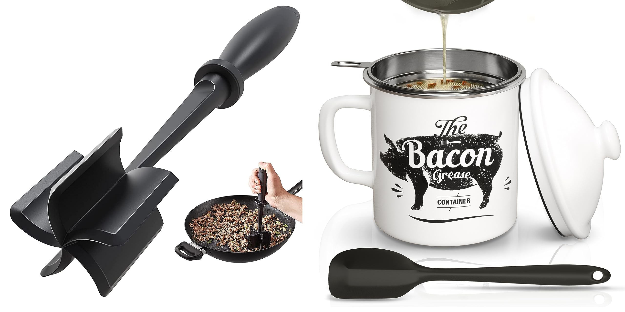 Meat Chopper and White Bacon Grease Container