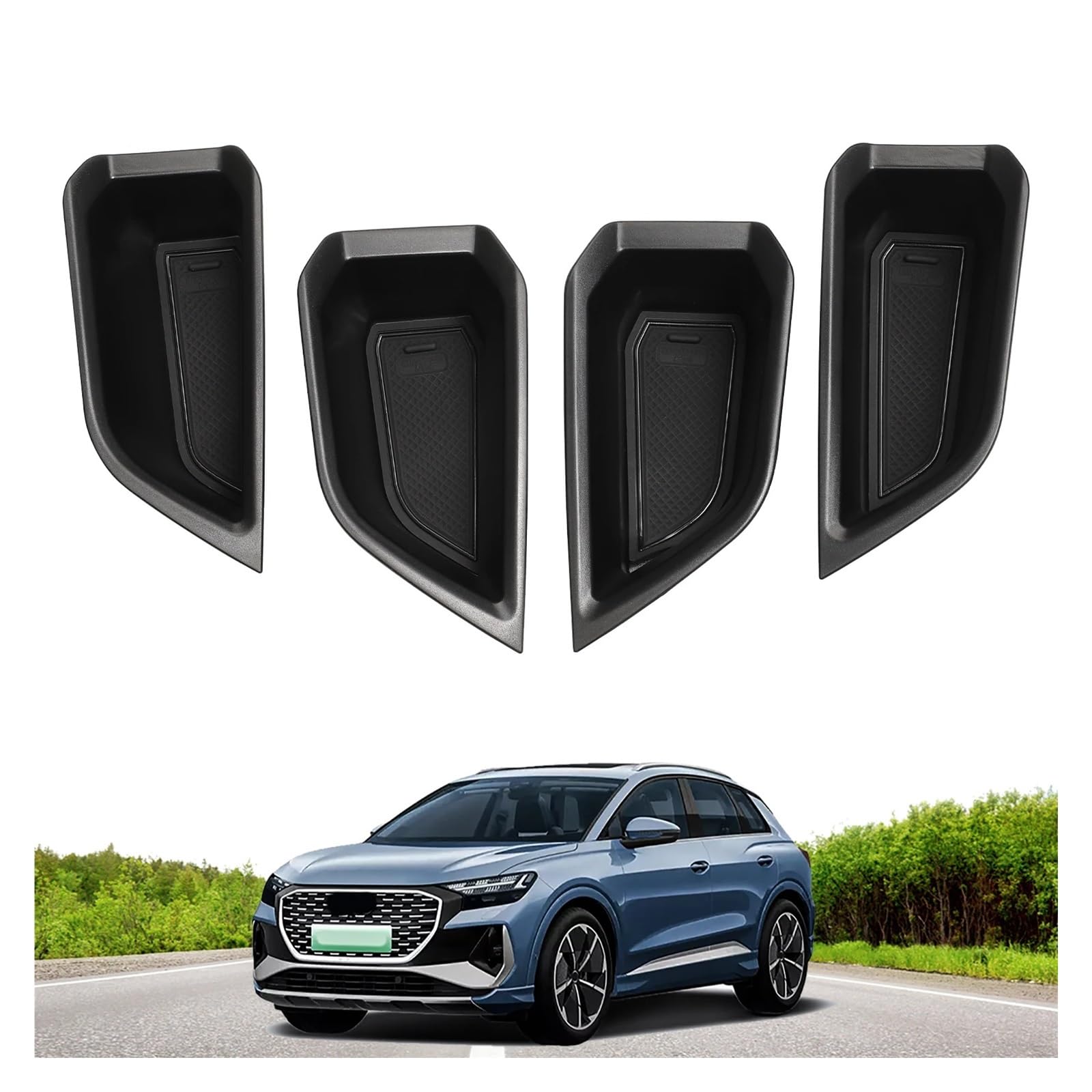 Car Side Door Organizer,Fit For Q4, E-tron Door Handle Storage Box Container Holder Tray Accessories Tidying 4pcs schowek na panel drzwi samochodu