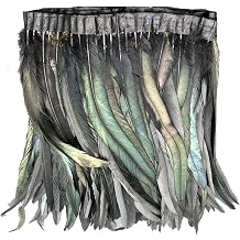 KOLIGHT Pack of 1 Yard Natural Rooster Feather Trim Fringe 12-14 Inch in Width DIY Cosplay Decoration Black