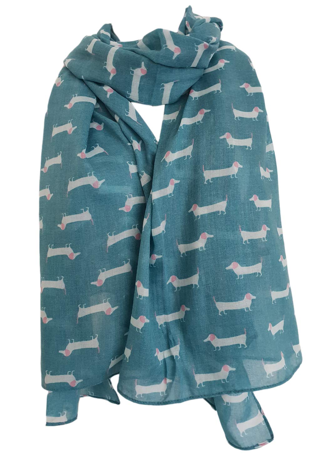 Glamlondon Women's Teal Green Cute Dogs Scarf Fashion Animal Print Dachshund Sausage Dog Doxie Shawl Soft Wrap (Teal Green)