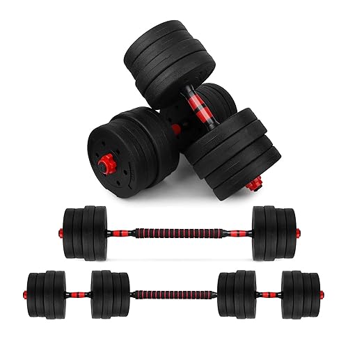 wuuhoo® Kurzhantelset Berti, 2er Set Hantel 30mm, Kurzhantel & Langhantel mit Gewichten 10kg bis 30kg, extra Lange Verbindungsstange - Fitnessgerät aus Kunststoff für Zuhause