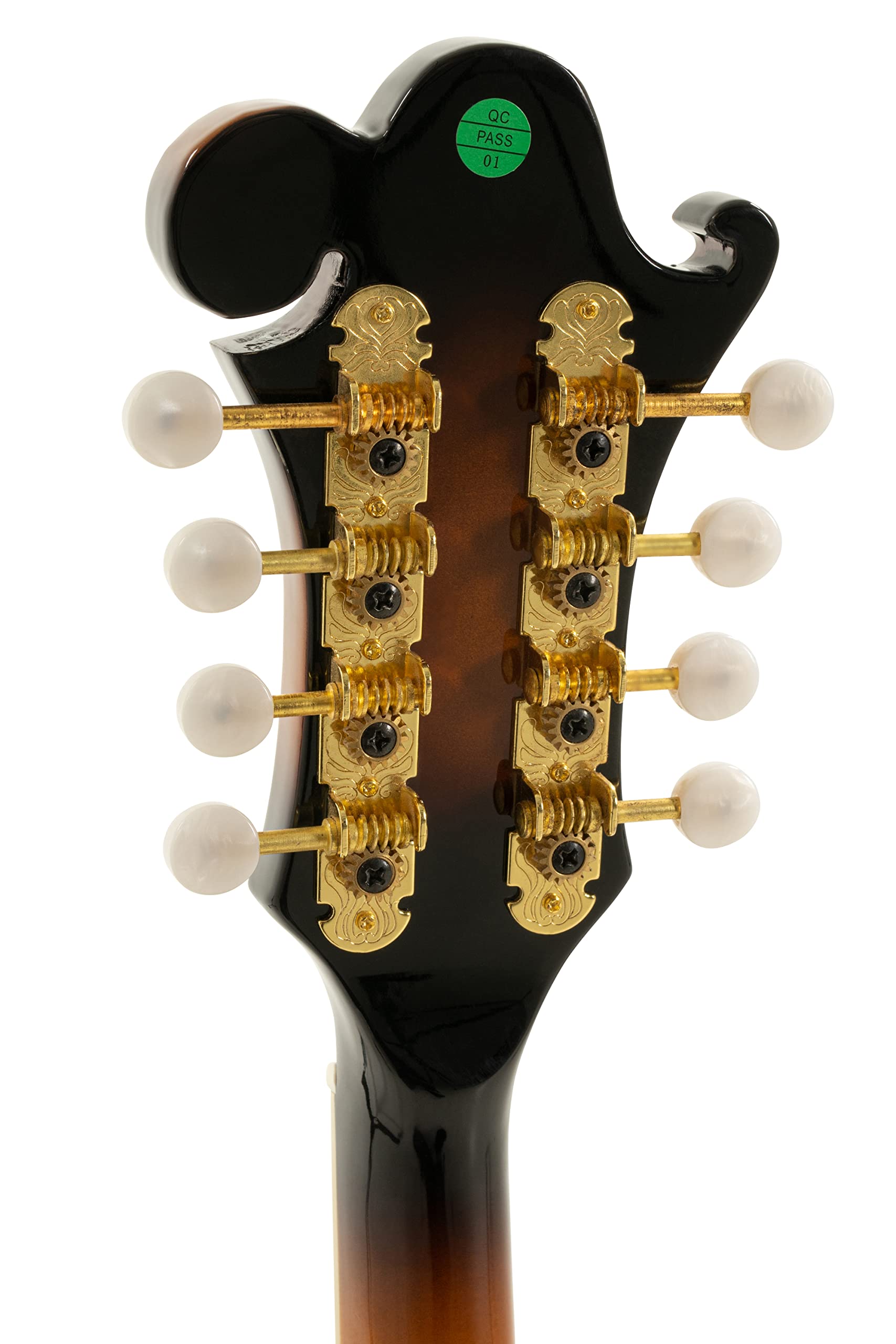 GEWA Mandolino F-1 Select - Tavola armonica in abete - Fondo/fasce in acero - Meccaniche dorate - Ponte regolabile in altezza - Incl. custodia Premium - Finitura lucida Vintage Sunburst