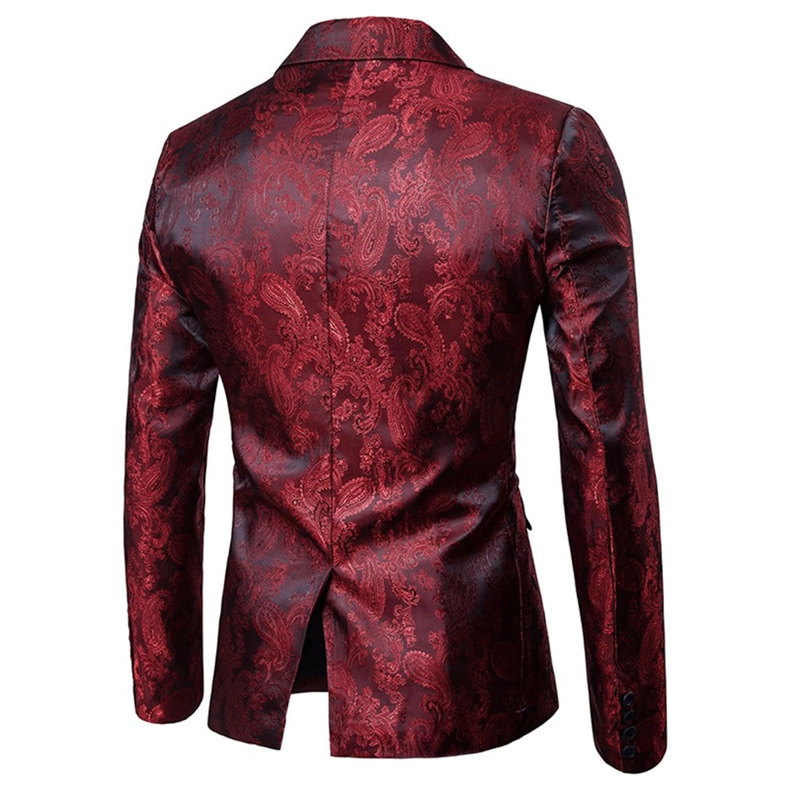 Abito da Smoking da Uomo con Stampa Paisley, vestibilità Slim, Blazer, Giacca, Pantaloni Eleganti, Ideale per Matrimoni e Cerimonie.
