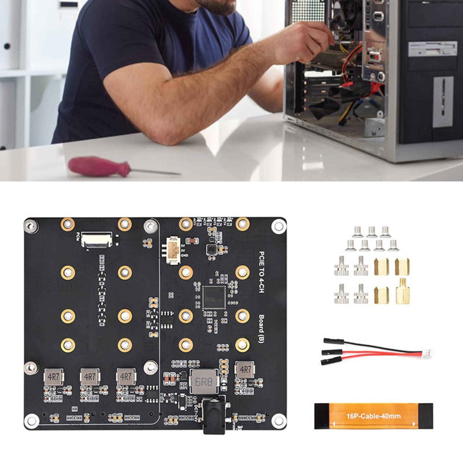 Tarjeta adaptadora PCIe a 4CH NVMe de 4 puertos con luz LED para adaptador PCIe NVMe 2280/2260/2242/2230