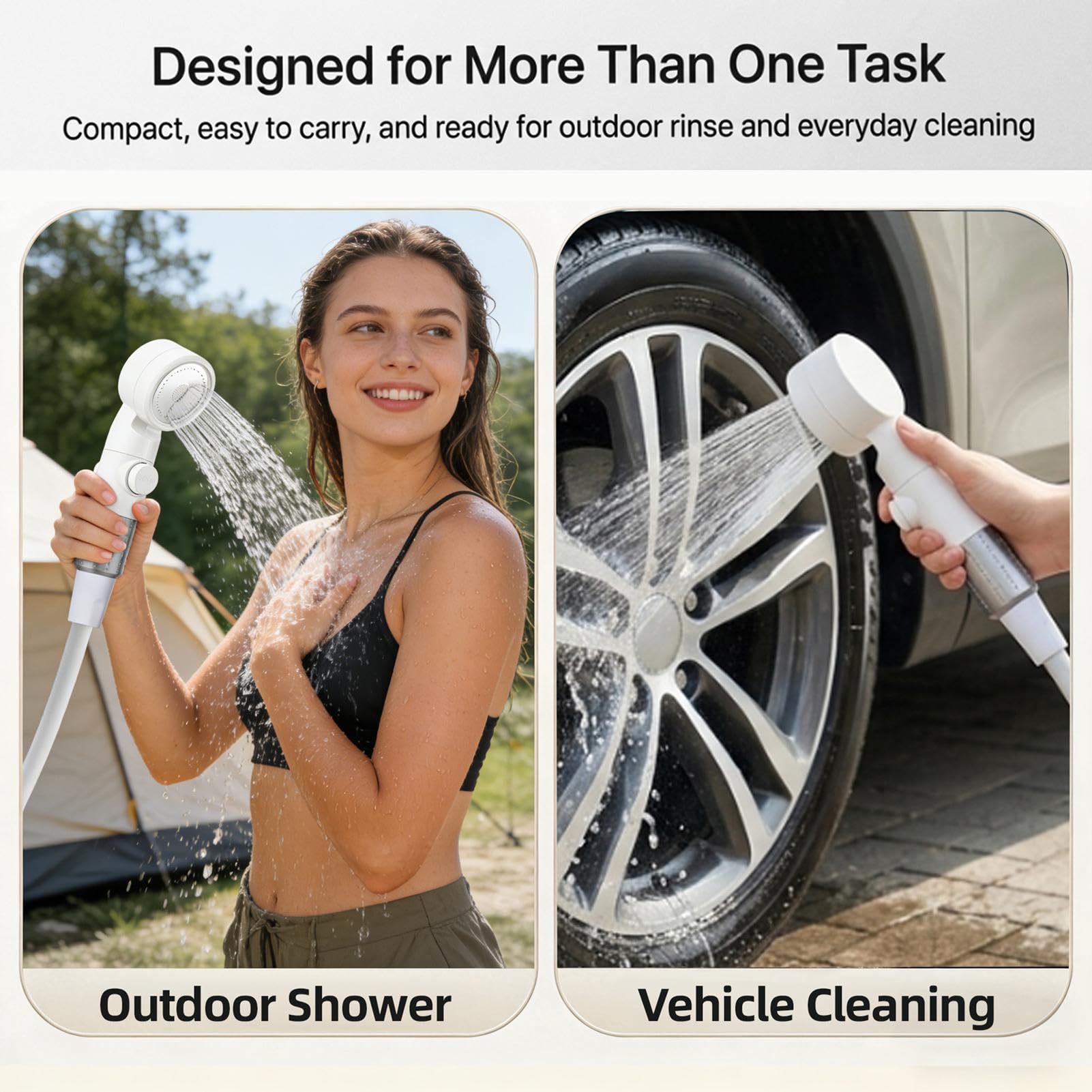 Générique Douche Portable 3 Modes Pulvérisation Affichage LED Lavage Tuyau | Kit Rinçage Corps Douche Portable Pour Tente Toilettes Salle de Bain Voiture Lavage Nettoyage des Animaux