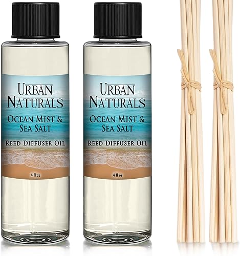 Urban Naturals Ocean Mist & Sea Salt - Repuesto para difusor de aceite perfumado, 4 onzas (paquete de 2)