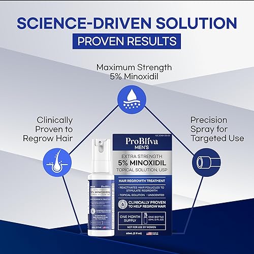 Miniatura 3 de ProBliva Spray de minoxidil al 5 % para hombres tratamiento tópico para el crecimiento del cabello con minoxidil extra fuerte al 5 %, solución