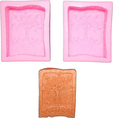 Miniatura 3 de LVDGE Paquete de 2 moldes de jabón de silicona con patrón de árbol y natural para el cuidado de la piel natural productos para el cuidado de la piel