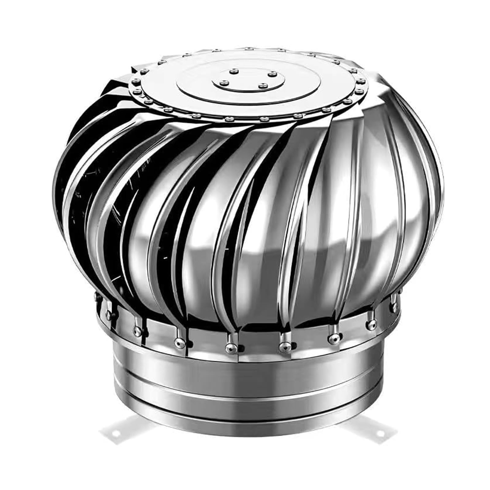 THE WHITE SHOP Stainless Steel 304 Roof Wind Rotating Turbine Cap Vent - Roof Vents - Attic Air Vent Exhaust Wind Turbines Cap Roof Flue Vent - Ventilating Fan