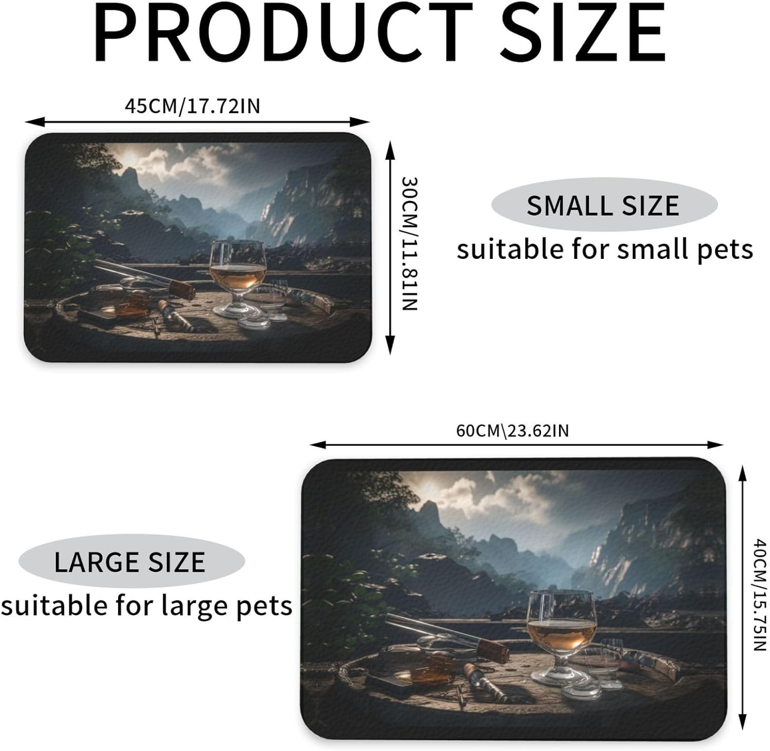 Happy Scenery Pet Feeding Mat Dog Cat Eating Food Absorbent Leather Tablecloth for and Water Bowl Waterproof No Stains Quick Dry Non-Slip 23.62 * 15.75IN