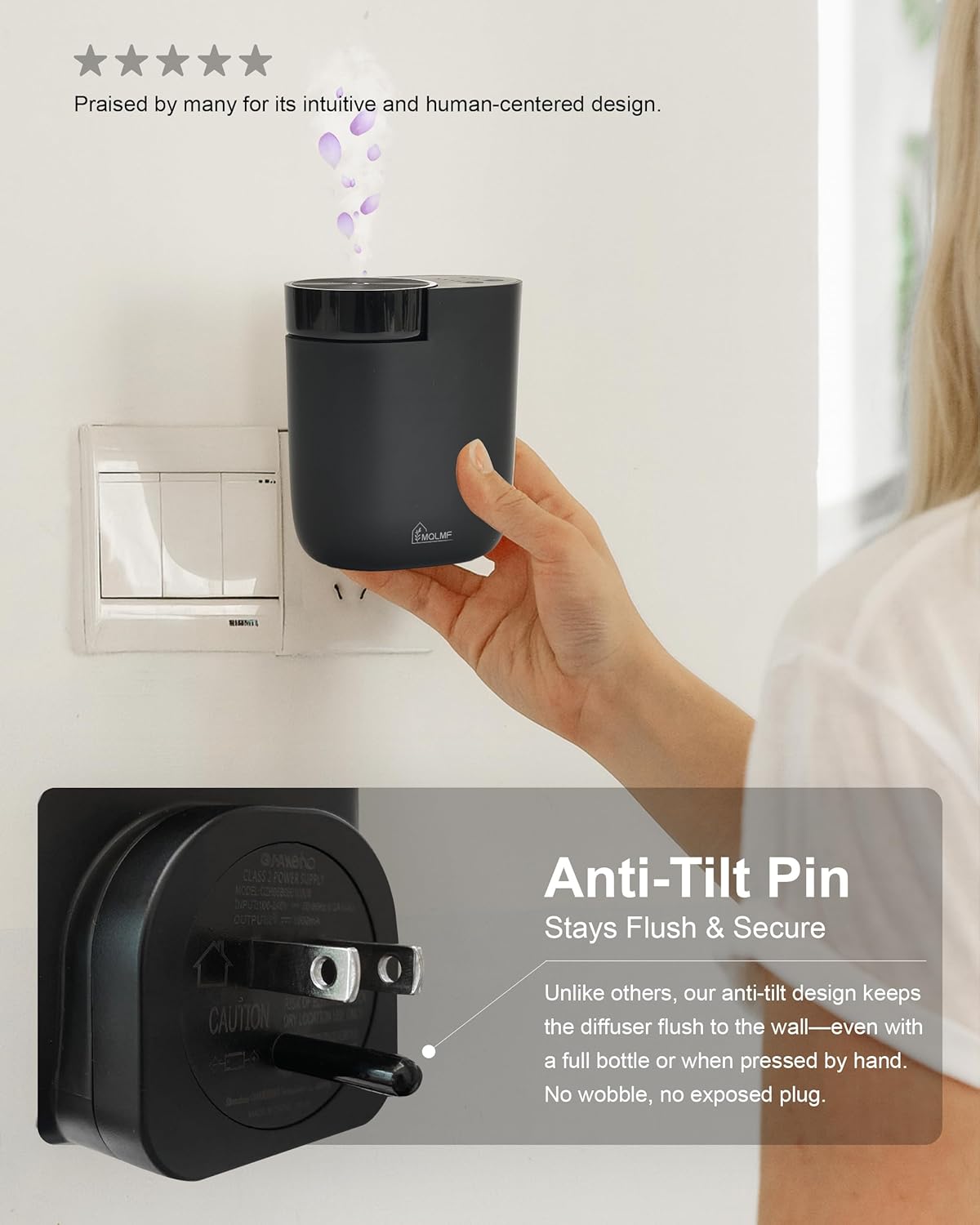 Plug in Diffuser - 800 Sq Ft,No Wobble Design,Secure Wall Fit,Timer Control&Scent Intensity Button,Bluetooth APP,Waterless Scent Diffusers Home,Essential Oil Plug in Wall Diffuser – Black - Image 5