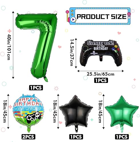 Miniatura 2 de 6 globos de videojuegos, globo de aluminio de tereftalato de polietileno con número de cumpleaños con controlador (7)