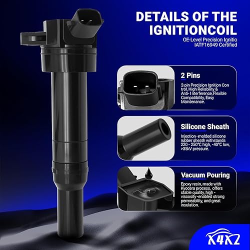 Miniatura 8 de Bobina de encendido UF651 y bujía de doble iridio 9723 compatible con Kia Soul Forte 2011-2019 Hyundai Tucson Elantra 27300-2E000 y 18846-11070