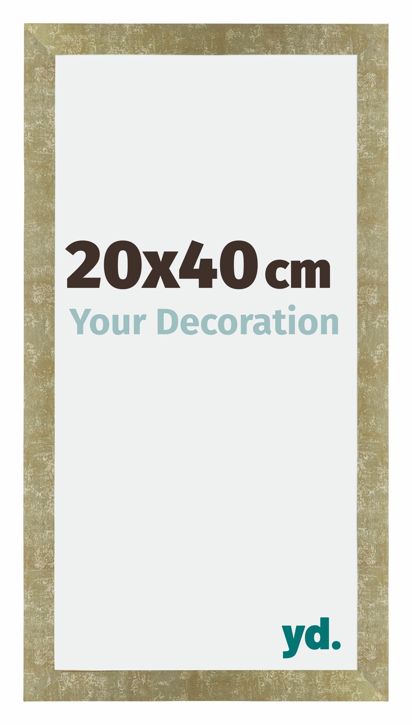 yd. Your Decoration - Bilderrahmen 20x40 cm - Gold Antik - Bilderrahmen aus MDF mit Acrylglas - Antireflex - 20x40 Rahmen - Mura