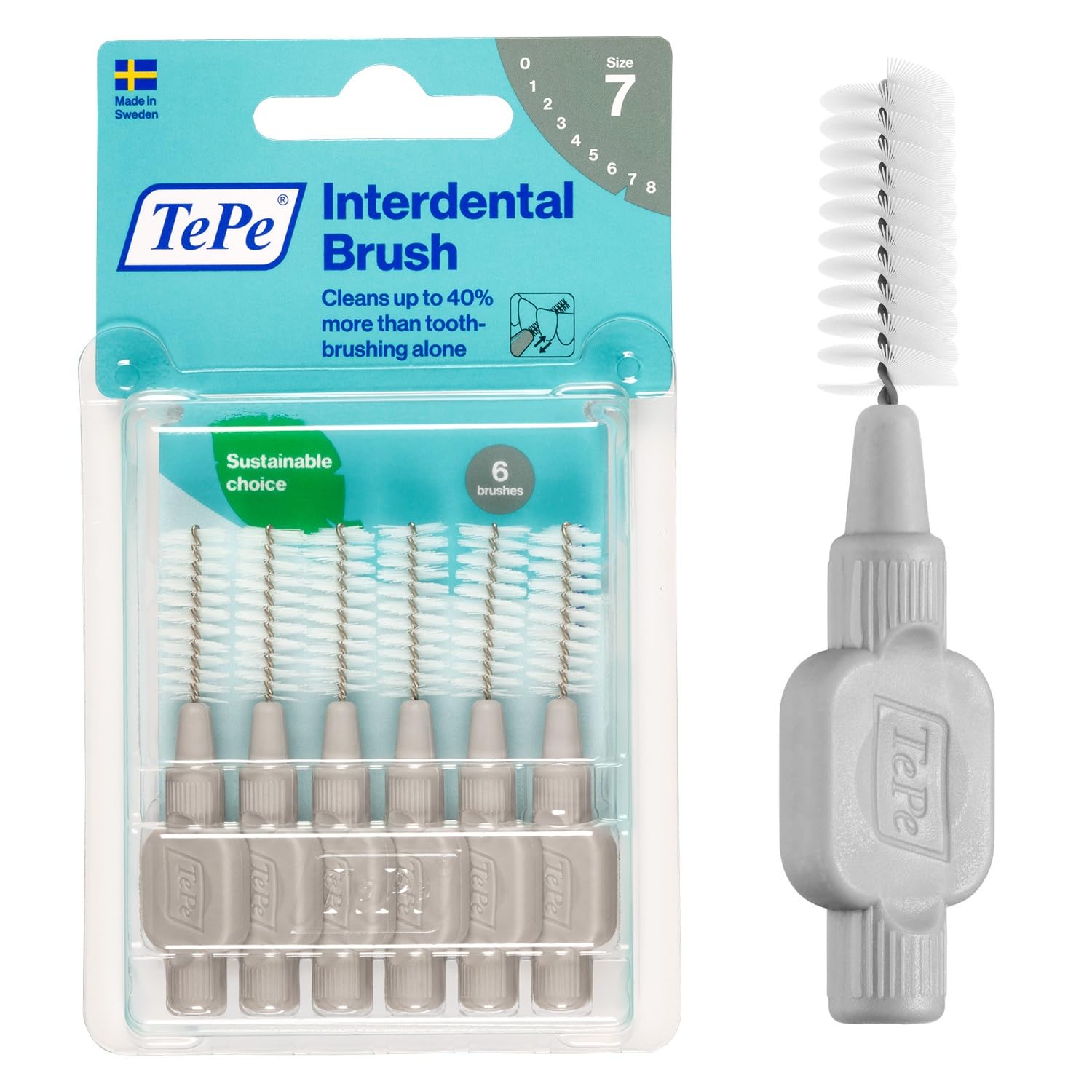 TePe Arayüz Fırçası, Orijinal, Gri, 1.3mm/ISO 7, 6 adet