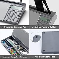 Vista 105 de TOWON Desktop Glass Whiteboard with Basic Calculator, 12 Digit LCD Display, Desk Organizers with Accessories for Office, Home, School Supplies