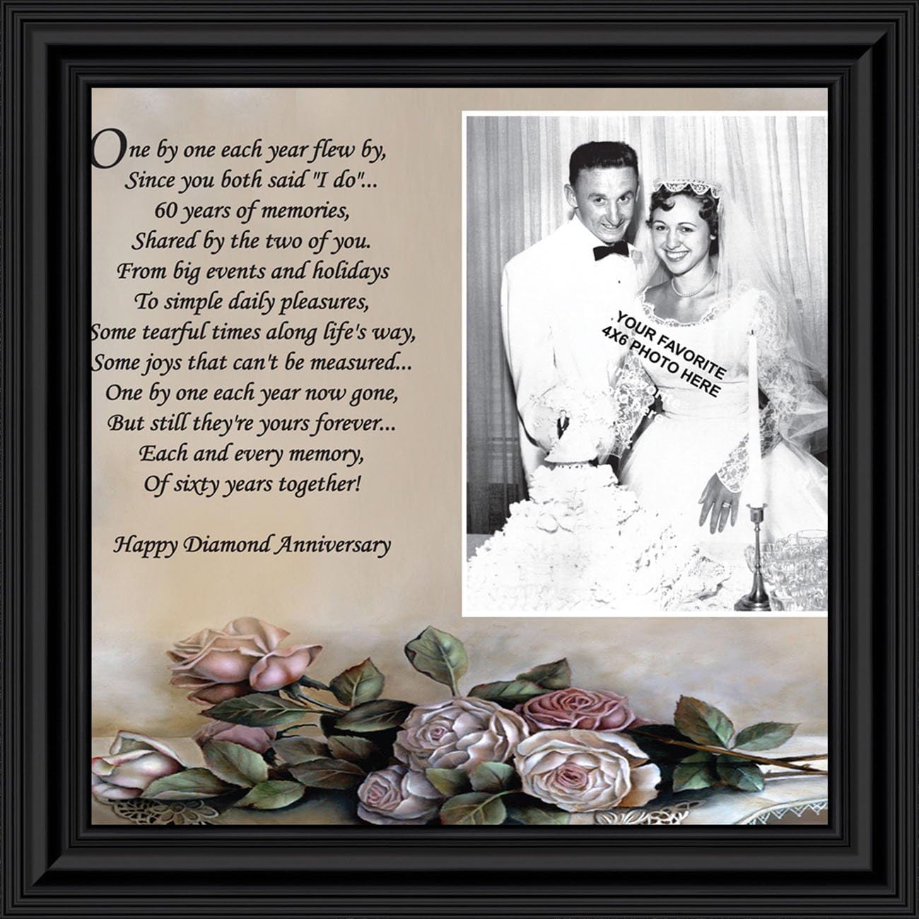 Crossroads Home Décor 60th Anniversary Picture Frame, Picture Frame to add to 60th Anniversary Decorations, 6782B