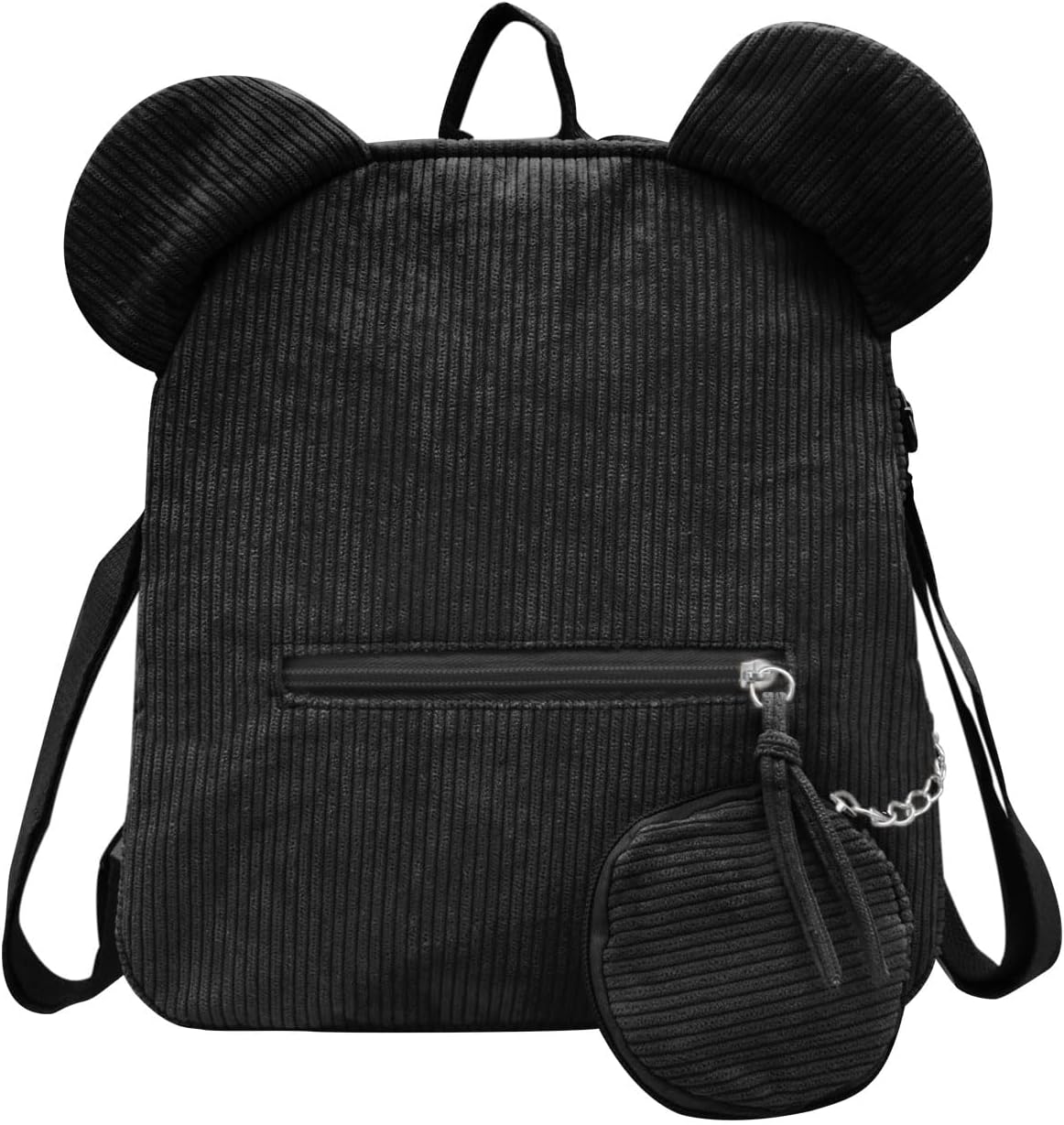 Bear-Shaped Women Backpack Purse, Corduroy Mini Backpack Purse Small Backpack for Women Girls, Small Backpack Purse (black)