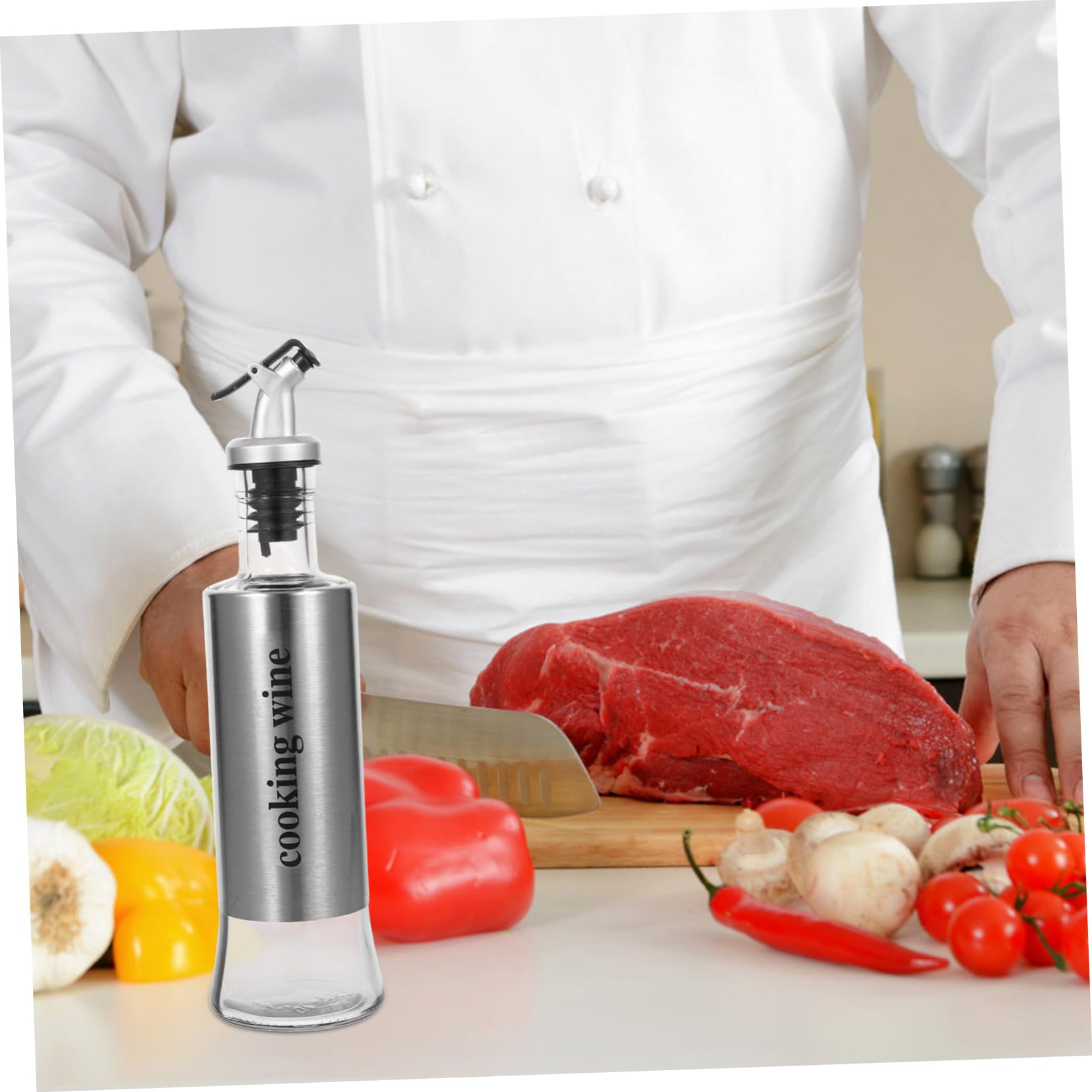 Juego de 4 Botellas Dispensadoras de Vinagre y Aceite de Cocina de Vidrio y Acero Inoxidable, Capacidad 300ml, Diseño Elegante para Cocinas y Restaurantes