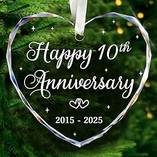 BSQUIELE Christmas Ornament for 10th Anniversary - Happy 10th Anniversary Ornament 2025-10th Wedding Ornament - 10 Year of Marriage Gifts for Couple - Birthday Gift for Husband, Wife