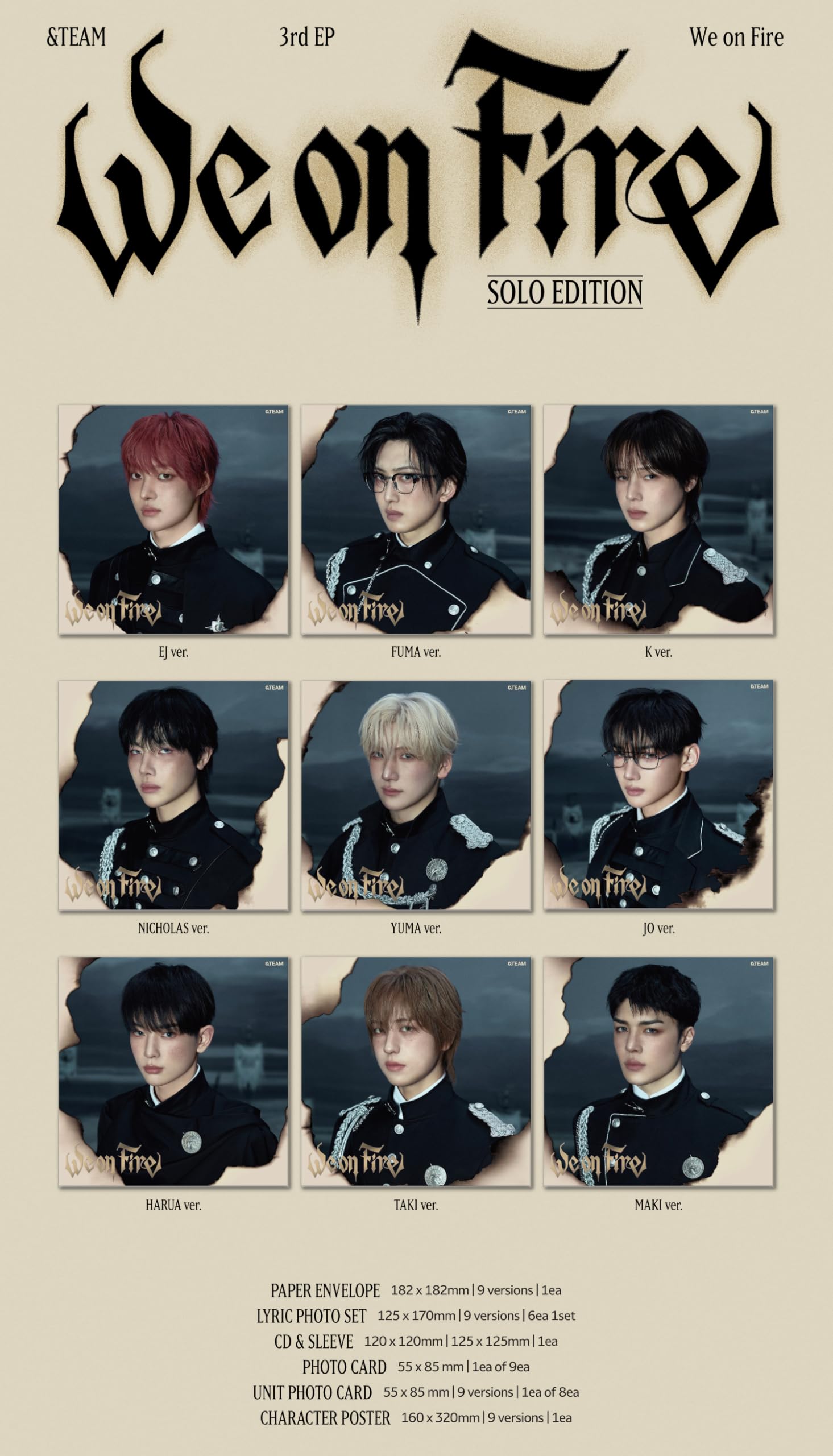 Amazon.co.jp: (ソロ9バージョンセット)&TEAM We on Fire 3rd EP