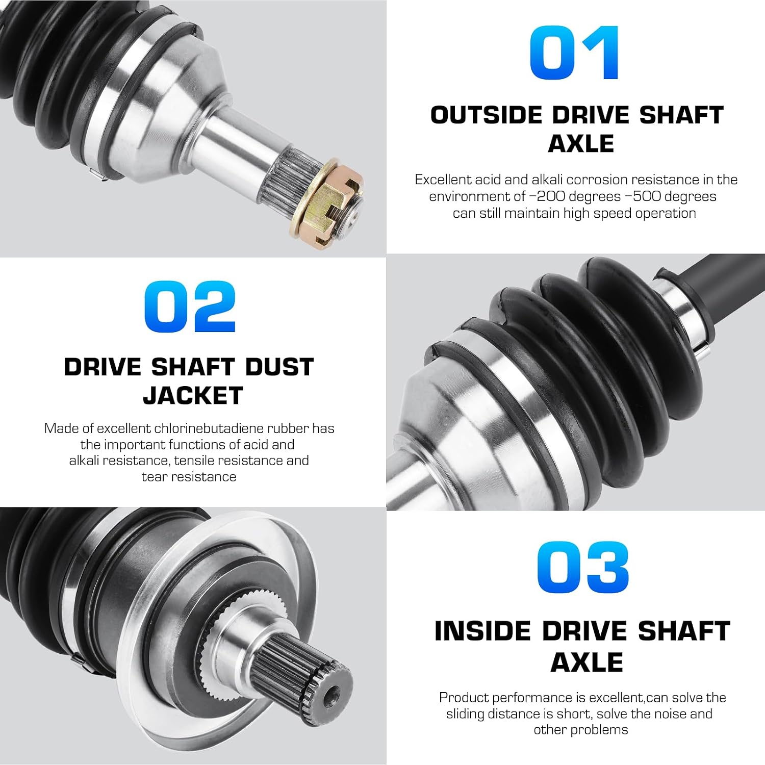 Front Left and Right CV Axles Shaft for Arctic Cat 450 500 550 2006-2014, Replace for 1502-873, 1502-874, 2 Front Axles