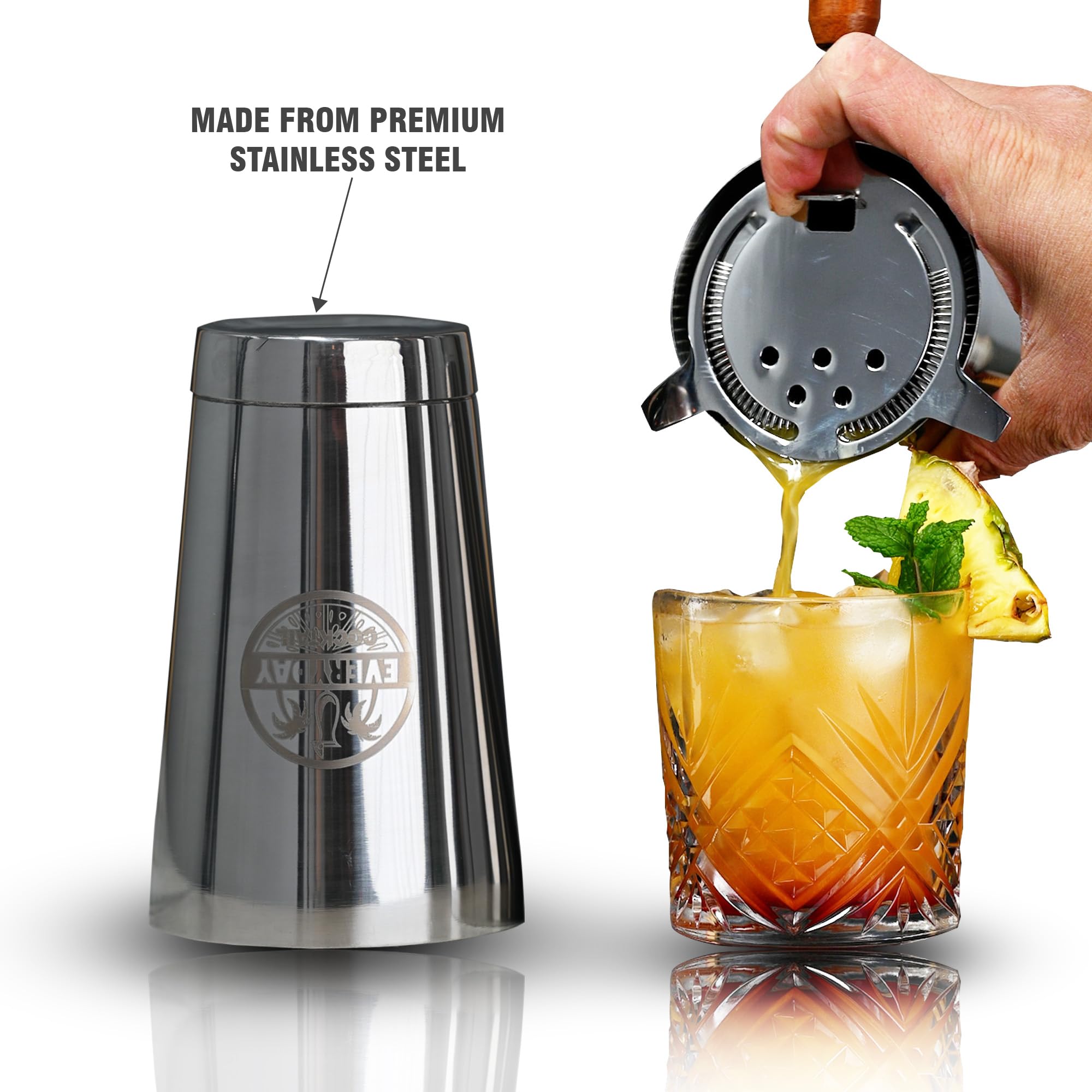 Juego de cocteleras Boston de alta calidad profesional de 18 onzas, juego de cocteleras con peso para camareros, coctelera profesional hecha de acero inoxidable de alta calidad, coctelera de Martini 5