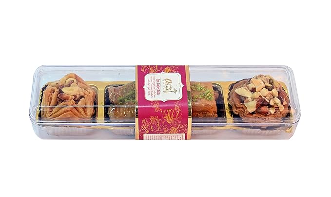 Oasis Baklawa Assorted Baklava Sweets, Baklava mithai for Gifting Purpose Wedding, Anniversary, Birthday, Rakhi, Holi, Diwali (Tube & 04 Pcs)