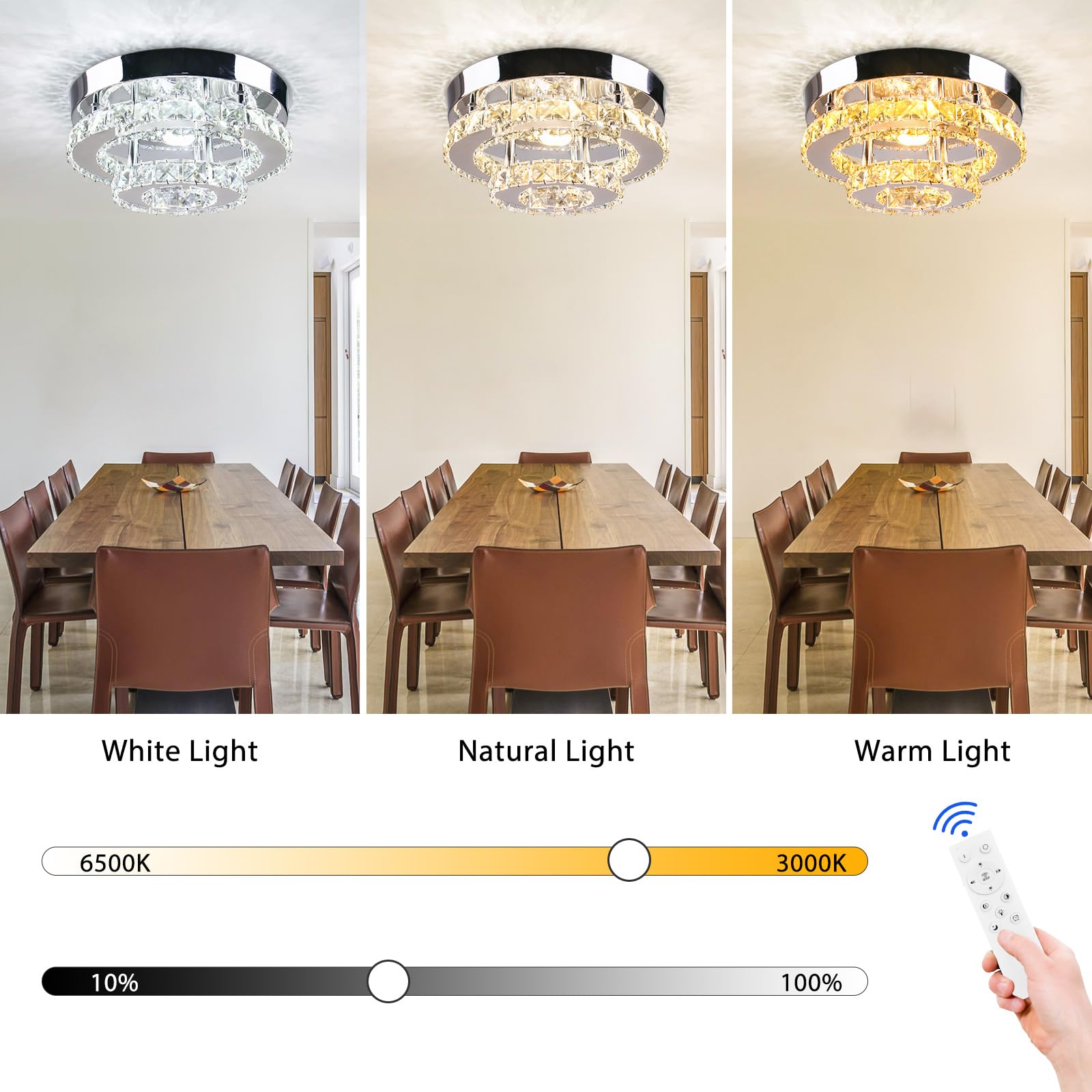 Lampadari Lampade Mini Lampadario LED Cristallo Plafoniera 2 Strati Rotondo Flush Mount Plafoniera Illuminazione Moderna Lampadario per Corridoio Scale Cucina Bagno (Dimmable)