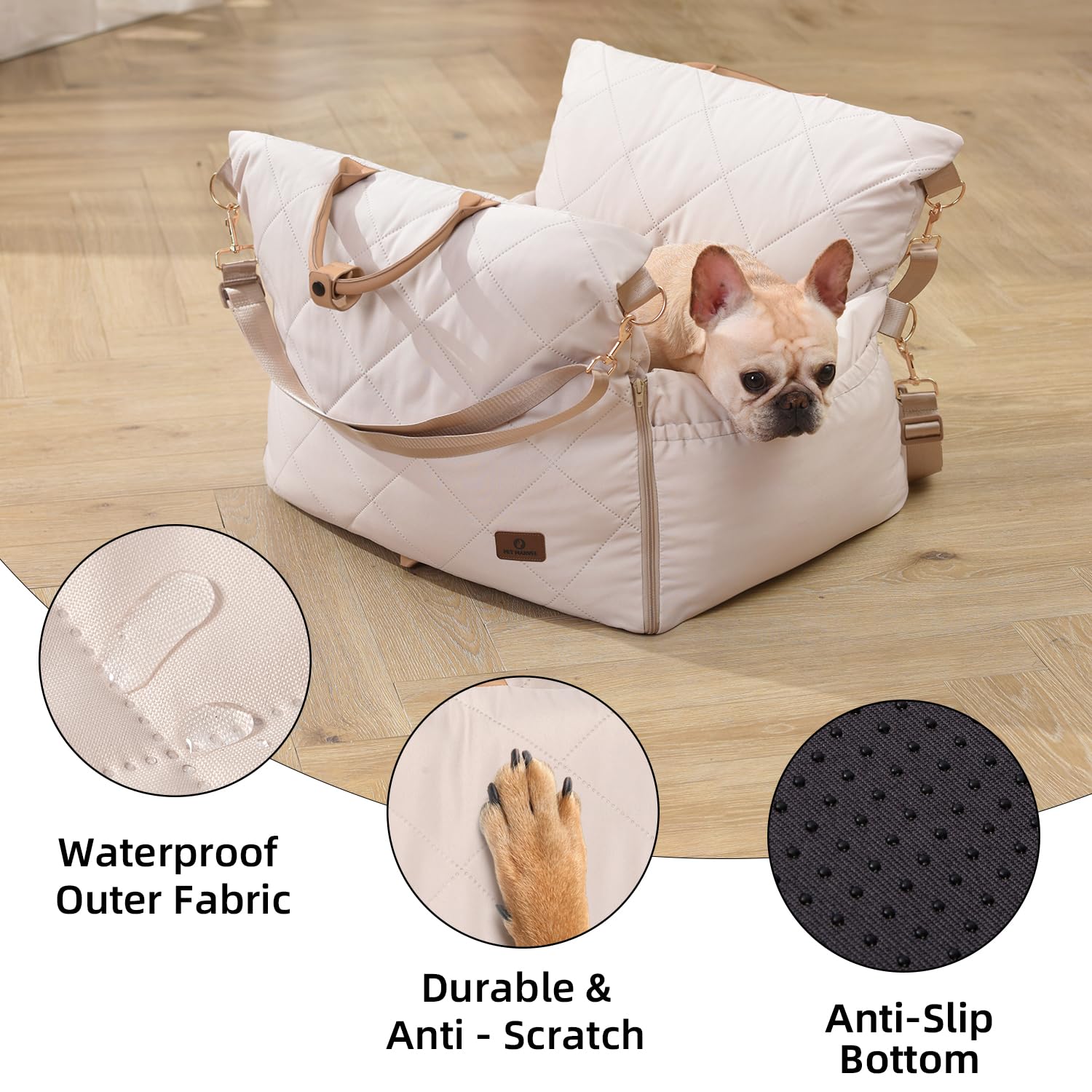 Dog Car Seat For Small Medium Dogs, Memory Foam Booster Car Seat For Dogs Up To 35 Lbs, Elevated Pet Car Seat, Travel Safety Bed With Washable Removable Cover And