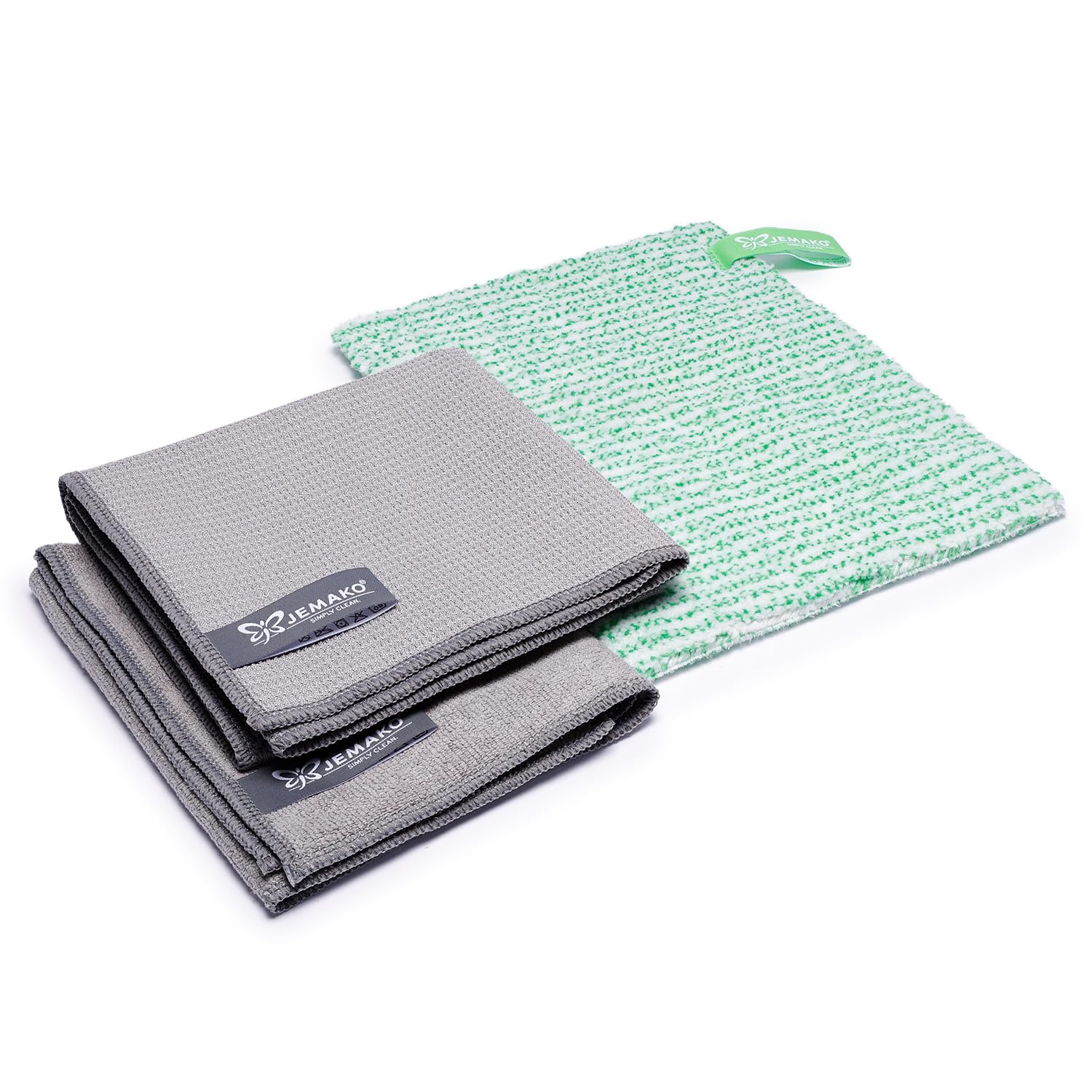 Jemako Juego de paños para ventanas, color gris, para limpieza de ventanas sin rayas