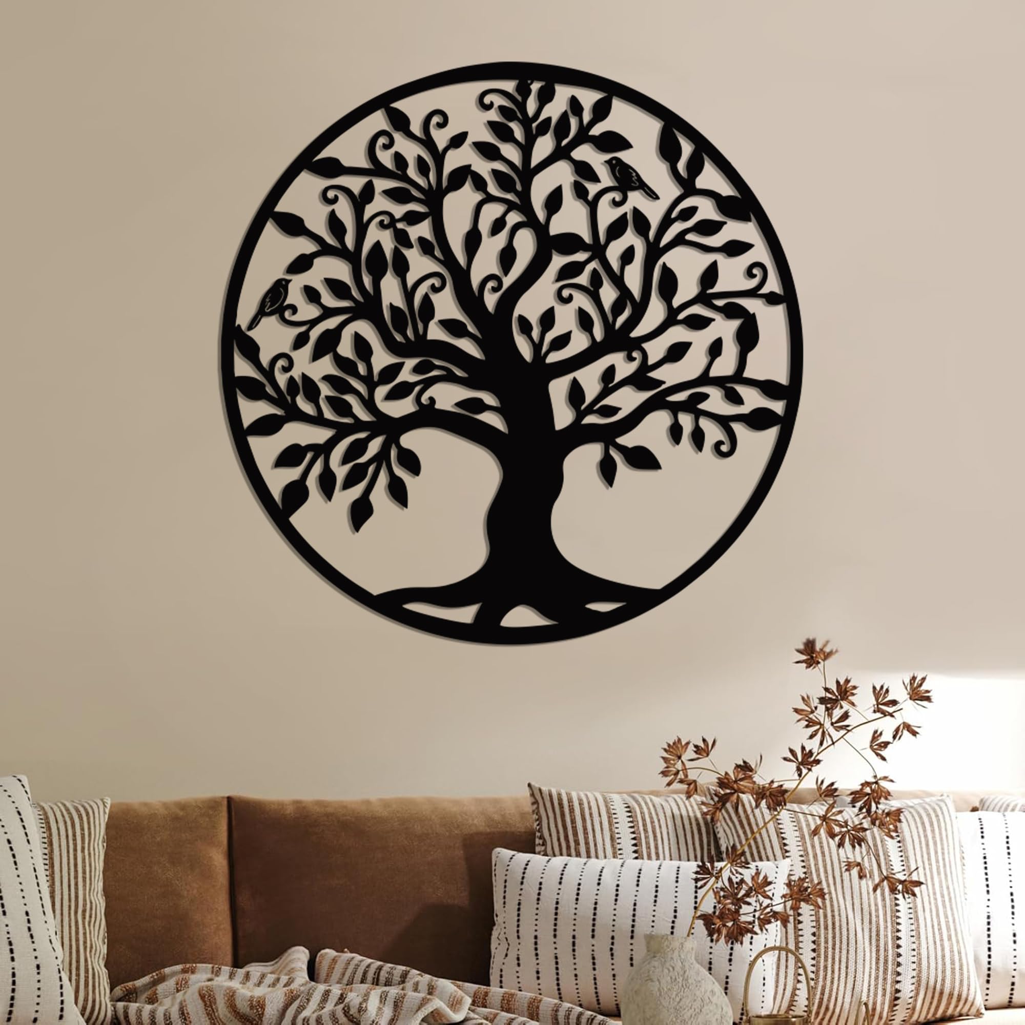 Tree of Life Metal Wall Art, Family Tree Wall Decor - Handcrafted Modern Iron Wall Sculpture, Nature-Inspired Home Decor for Living Room, Bedroom, or