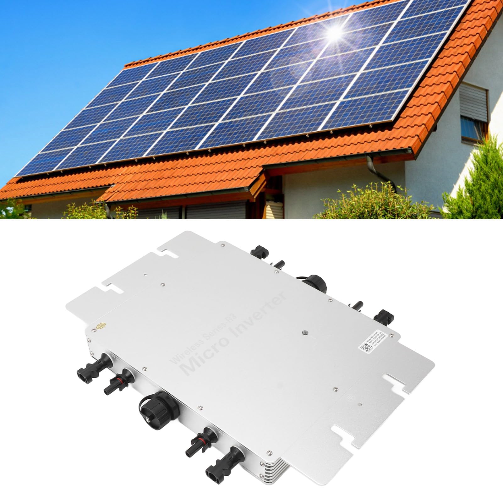 aqxreight Inwerter Sieciowy Solarny Samochłodzący się IP65 WVC 1200 W 100 V-240 V Inwerter Solarny do Domowego Systemu Wytwarzania Energii Prąd Przemienny Wodoodporny Falownik Sieciowy