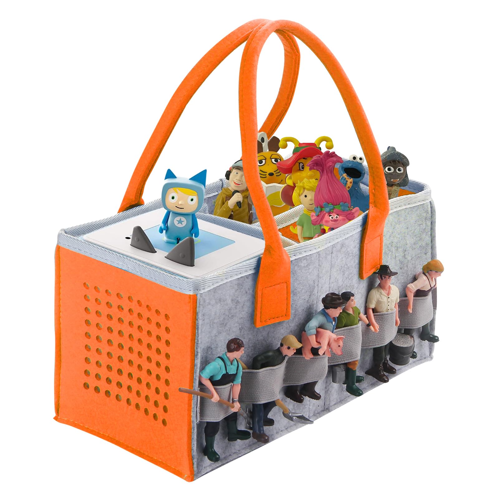 Tonie Toniebox Accessories Protective Case Organiser with Figures Storage Plenty of Space Bag for Toniebox Starter Set and Tonies Figure Carry Bag (Orange)