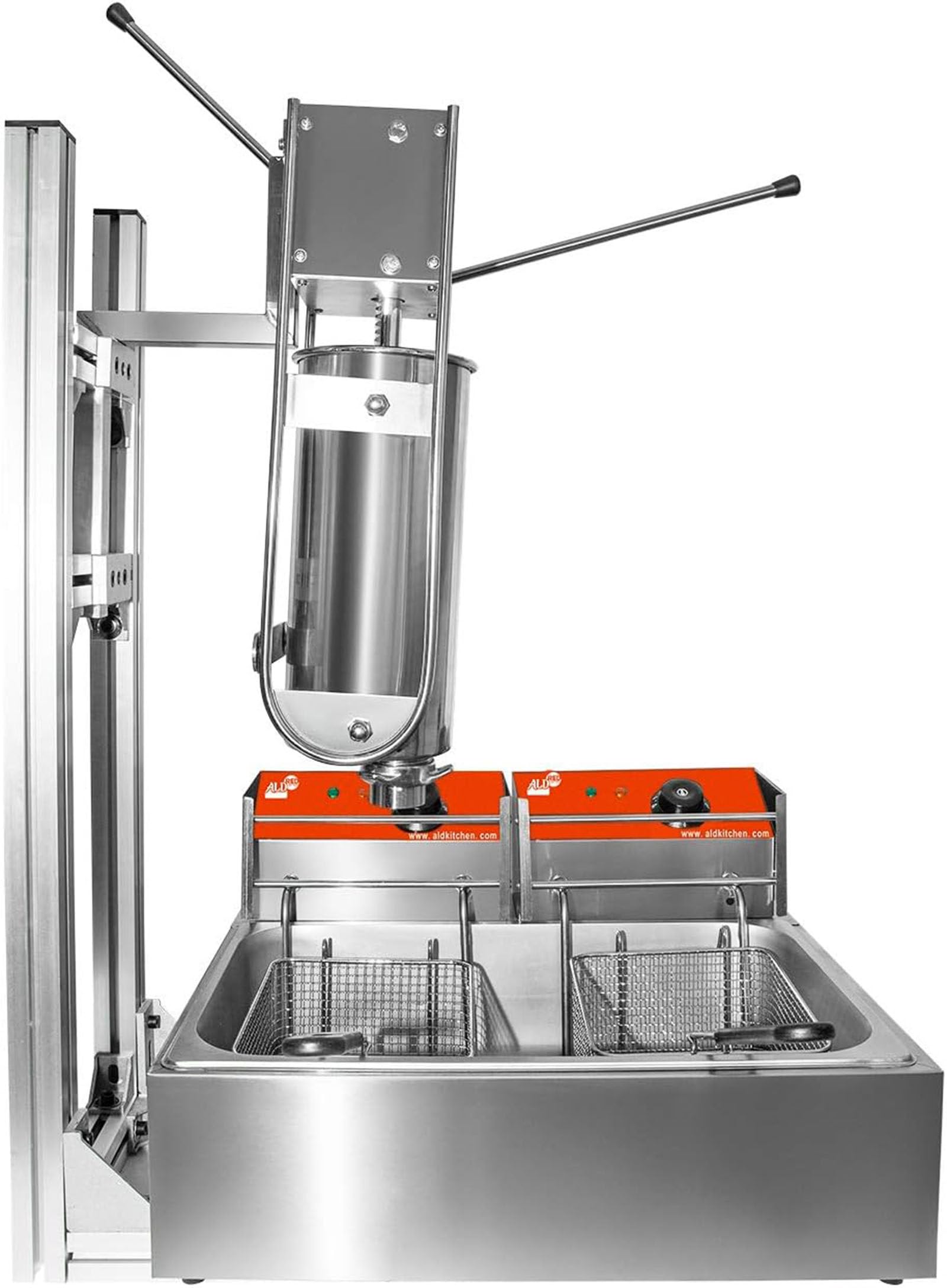 Commercial Churro Maker Machine Hand Crank Stainless Steel Professional Churro Maker Home Vertical Type Manual Spanish Donuts Churros Fill Machine (B)