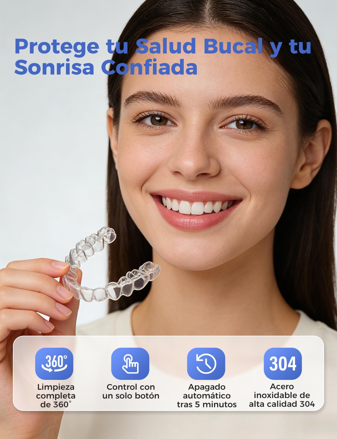 Limpiador Ultrasonidos Dental 48000Hz, Limpiador Ferula Dental 200ML para Lampara UV, Ultrasonic Cleaner para Dentaduras/Retenedores/Aligner/Cabezas de Cepillos de Dientes/Joyas, Negro