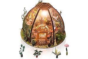 GuDoQi Tiny Houses Kit: Miniature Dollhouse Green Flower Shop