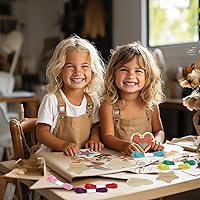 Vista 6 de Kits de punto de cruz de madera VKPI para niños, haz tus propios 6 llaveros de punto de cruz, kit de costura de madera, estrellas de manualidades