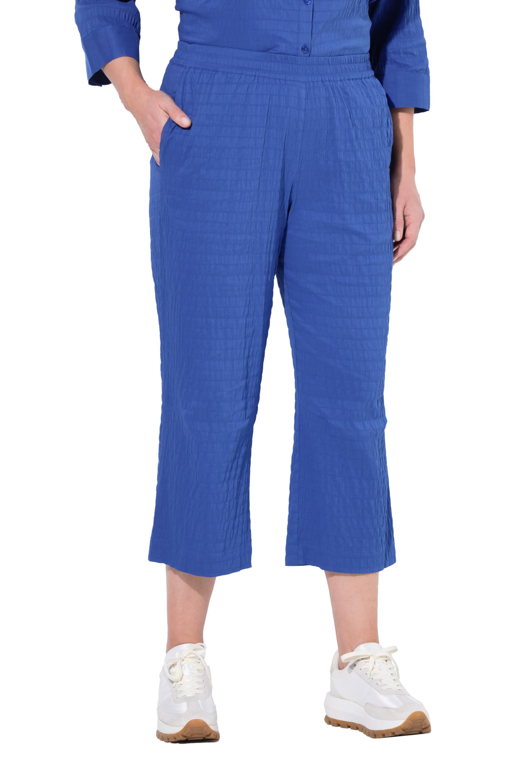 Ulla Popken Damen große Größen Übergrößen Plus Size 7/8-Hose Ruby, geformtes Knie, gerades Bein, Elastikbund 839528