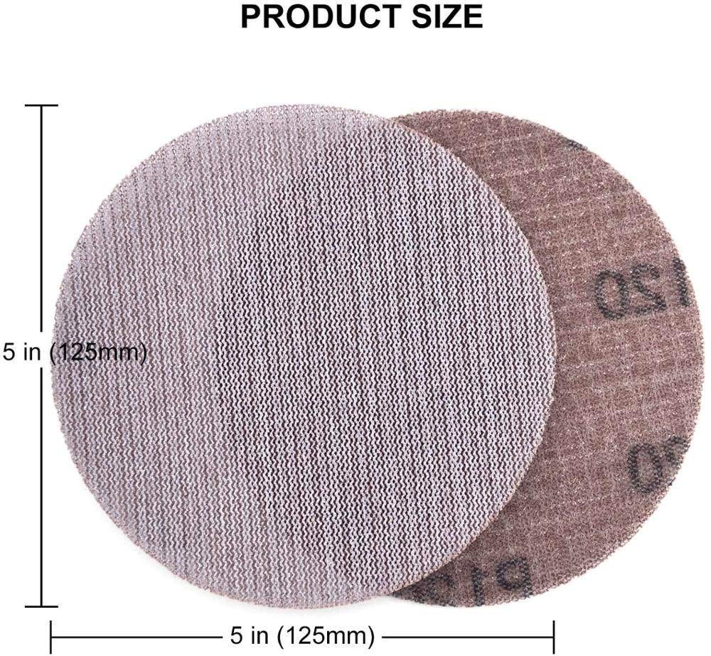 25pcs 5inch 125mm Mesh Sanding Discs Hook & Loop Abrasive Dust Free Disc Anti-Blocking Sharp Grinding Sandpaper for Car Wood,240#