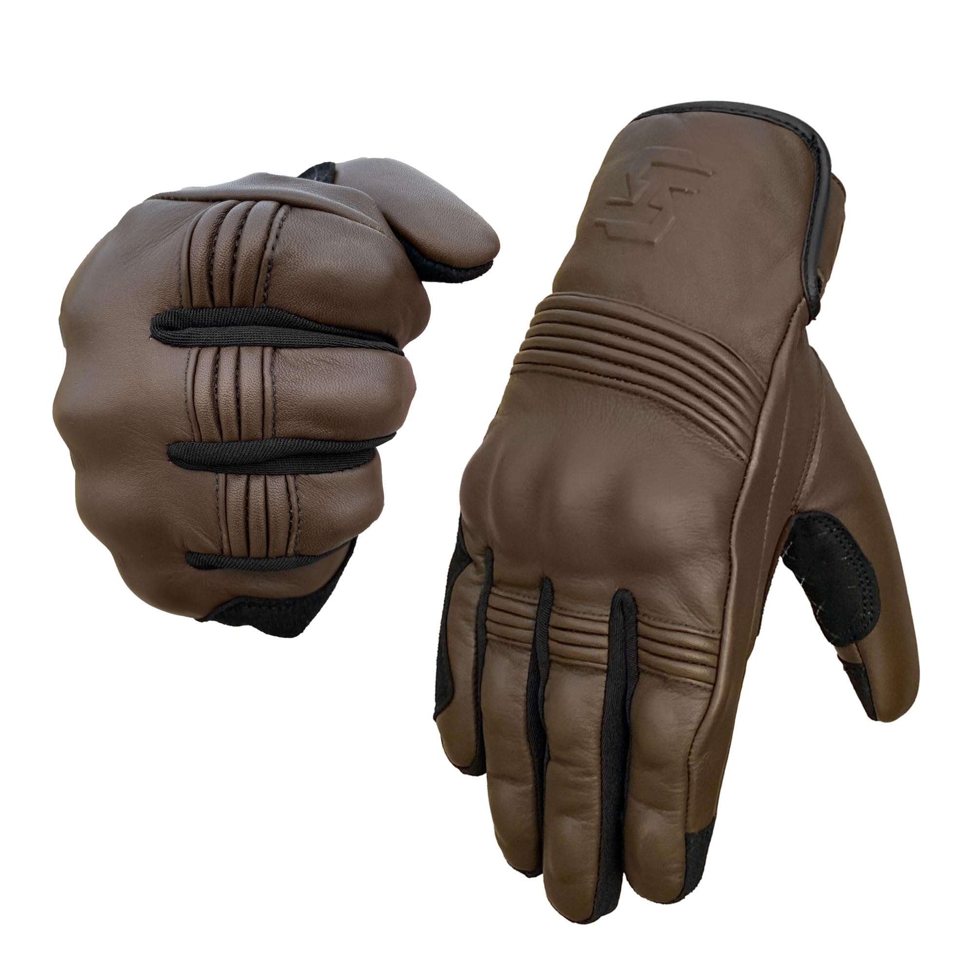 Motorradhandschuhe aus Leder für Herren und Damen, Touchscreen, Vollfinger, Ziegenleder, harte Fingerknöchel für Motorrad