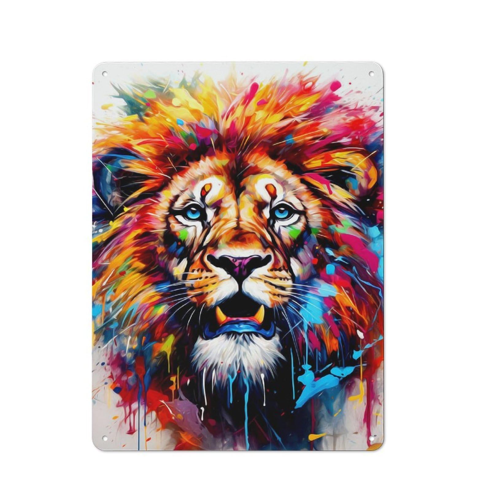 Junmoney Lion(2) Vintage Metal Sign 40X30cm For Dining Room Or Kitchen, Suited To Home Decor Collectors