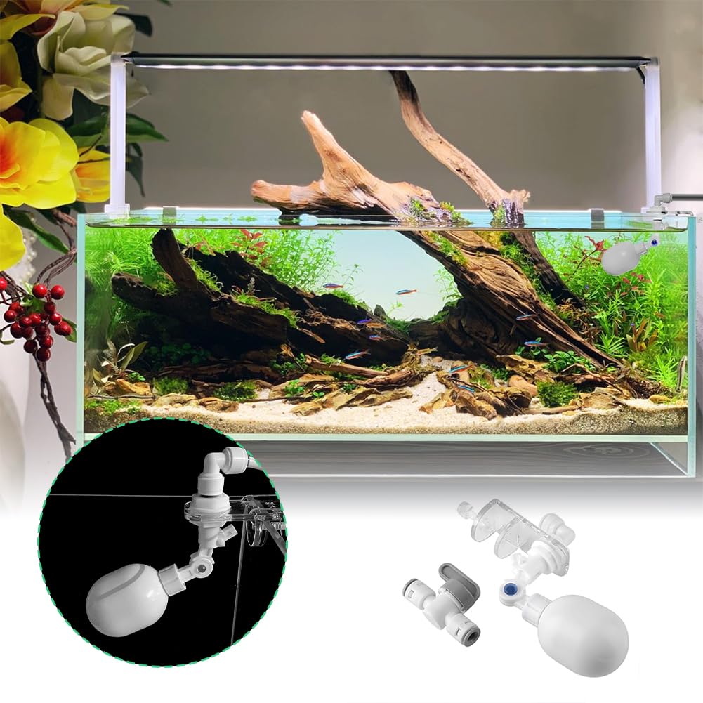 Joyzan Válvula Flotador Acuario Pequeño, Controlador Agua Llenado Automático Ajustable Accesorio para Relleno Sin Pecera Automática Plástico Añadir Accesorios No Eléctrico Sistema Peces Cambiador